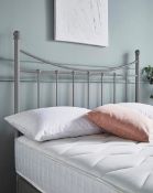 (6H) RRP £69.00. Alice Metal Headboard Single Grey ( ZU376PS). Grade C Stock.
