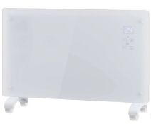 (10D) 7x Heating items. 1x Arlec Glass Panel Heater RC Timer Wheel 2200W RRP £75. 1x Arlec White Gl