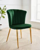 (6G) RRP £109.00. Clarice Velvet Chair Emerald / Gold (ZU168PS). H.82 x W.57 x D.62cm. Grade C Stoc