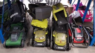 (6M) 4x Mixed Lawn Mower Items. To Include Ryobi, Ozito & Powerbase.