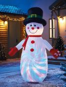 (9B) 9x Items. 1x 6ft 6” Inflatable Santa With Tree And Dog. 1x 6ft Inflatable Santa, Snowman & Tre