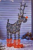 (11D) Lot RRP £200. 3x Items. 1x Rudolph Rattan Effect LED Warm White Silhouette Outdoor RRP £100.