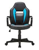 (6F) RRP £99.99. Denver Mid-Back Gaming Chair Black / Blue. H.95-105 x W.54 x D.64cm. Grade C Stock