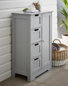 (6F) RRP £89.00. New England Storage Cabinet Grey ( UM241PS). H.81.4 x W.56 x D.30cm. Grade C Stoc