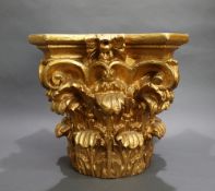 Gilt Corinthian Capital Pedestal Base