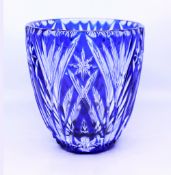 Blue Overlay Crystal Ice Bucket