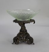 Glass Bowl on Heavy Metal Base Centrepiece