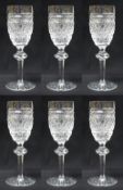 Set of 6 Heavily Cut Waterford Knopped Stem Port Glasses