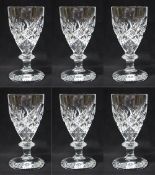 Set of 6 Heavy Cut Glass English Wine Glasses