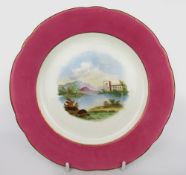 Antique Plate with Hand Painted Italienate Landscape