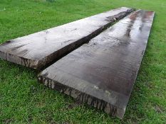 2 x Hardwood Air Dried Timber Sawn Burr English Oak Slabs / Boards