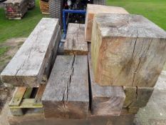 8 x Hardwood Air Dried Timber Sawn Oak & Opepe Block / Beam Offcuts