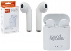 (7E) Approx 50x Sound Republik Bluetooth Ear Buds White. (Units Have Return To Manufacturer Sticker