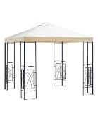 (P) RRP £119.99. Decorative Square Gazebo Natural / Black. (H268x W250x D250cm). (EQ3128/01) 60