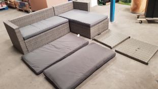 (2L) Alexandria Left / Right Facing Rattan Corner Sofa With 4x Long Cushions.