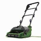 (6L) 5x Powerbase Items. 2x 400W Cylindrical Lawnmower RRP £99 Each. 3x 1400W Lawn Rake Scarifier R