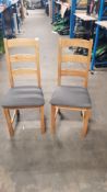 (5A) 2x Dining Chair Oak / Charcoal Fabric