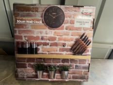Tower T878500RB Rose Gold Wall Clock, Black, 30 cm. RRP £19.99 - GRADE U