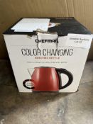 Chefman Colour-Changing Electric Kettle 1.7 Litre, Black/Red. RRP £30.99 - GRADE U