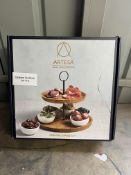 Artesa 2-Tier Serving Stand/Tapas Serving Set, , Brown/Black, 25 x 24 cm. RRP £29.99 - GRADE U