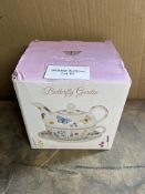 Butterfly garden fine china tea pot. RRP £19.99 - GRADE U