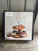 Artesa 2-Tier Serving Stand/Tapas Serving Set, , Brown/Black, 25 x 24 cm. RRP £29.99 - GRADE U