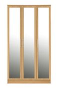 RRP £265. Helsinki Three Door Wardrobe with Mirror Oak Effect. (SKU: OA582902). H180 x W100 x D50cm