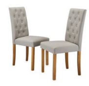 RRP £119. 2x Grace Faux Leather Chair Grey / Natural. (SKU: YL147104). The Grace Faux Leather Pair