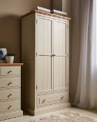 RRP £499. Charlbury 2 Door 1 Drawer Wardrobe Oak / Skimming Stone (SKU: XK114NS). H183 x W90 x D52c