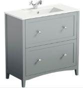 RRP £385. The Bath Company, Camberley 800mm Floor Draw Vanity Unit In Satin Grey. CAM800GR. 251708.