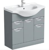 Orchard Elsdon 850mm stone grey floorstanding vanity unit. Basin Not Included
