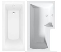 2 x Baths. 1 x 1700mm 'L' Shower Bath Left Hand. 1 x Kensington 1700 x 700mm Single Ended Bath. Tot