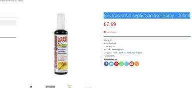 108 x Electrosan Antiseptic Sanitiser Spray Ð 100Ml RRP £7.69 Each