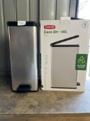 Curver Metal Effect Pedal Touch Slim Deco Bin, 40 Litre. RRP £49.99 - GRADE U