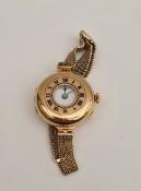 15ct Half Hunter Ladies wrist Watch 9ct Gold Strap Total Weight 31g