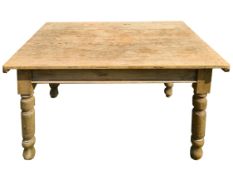 Antique Pine Kitchen Table With End Drawer