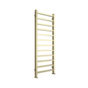 RRP £399. Appears Unused. Mineral Brushed Brass Square Designer Towel Radiator 500 x 1200mm. With S