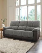 (P) RRP £1,379.00. Harlow Fabric/Faux Leather Recliner 3 Seater Sofa. (Product Code: XO843PS). The