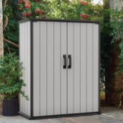 (P) RRP £269.99. Keter Premier Tall Storage Unit Grey 1400L (SKU: 17207332). (H170.x W140x D76.3cm