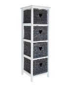 (5B) RP £90.00. Hyacinth Hearts 4 Drawer Tall Unit Grey (LU652PS). (H100 x W32 x D32cm). (Grade C S