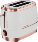 Beko Cosmopolis Toaster TAM8202W, Retro White Rose Gold Design. RRP £49.99 - GRADE U Beko Cosmopolis