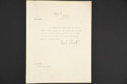 King George V (1865 - 1936) Original Initialled Signature on headed paper dated 1919.