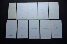 CONCORDE FIRST CLASS MENUS bearing Original signatures