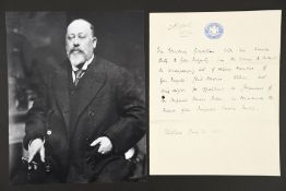 Edward VII (1841 - 1910) Original Initialled signature on 