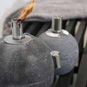 Grey Concrete Citronella Oil Garden Table Lamp Light- RRP 24.99