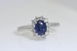 Blue Sapphire & Diamond Ring