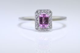 Pink Sapphire & Diamond Ring