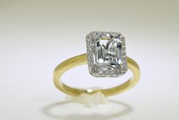 Aquamarine & Diamond Ring