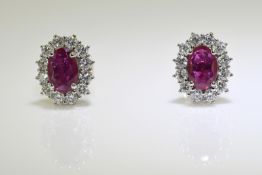 1.75Carat Ruby & Diamond Earrings
