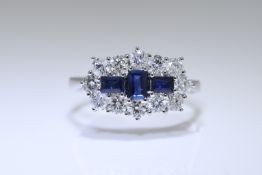 Blue Sapphire & Diamond Ring